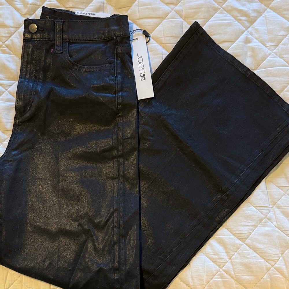 NWT Joe's Jeans MIA wide leg black coated denim